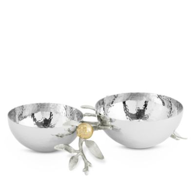 Pomegranate Silver and Gold Double Bowl