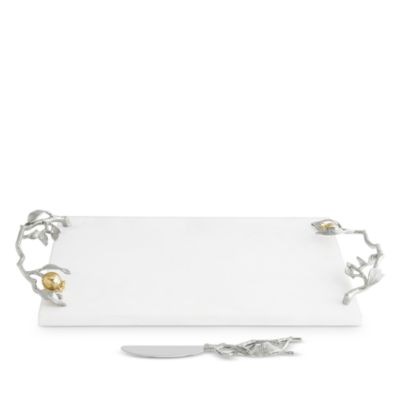 Pomegranate Silver and Gold Cheeseboard and Spreader