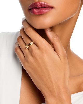 Citrine Emerald Cut Three Stone Ring in 14K Yellow Gold