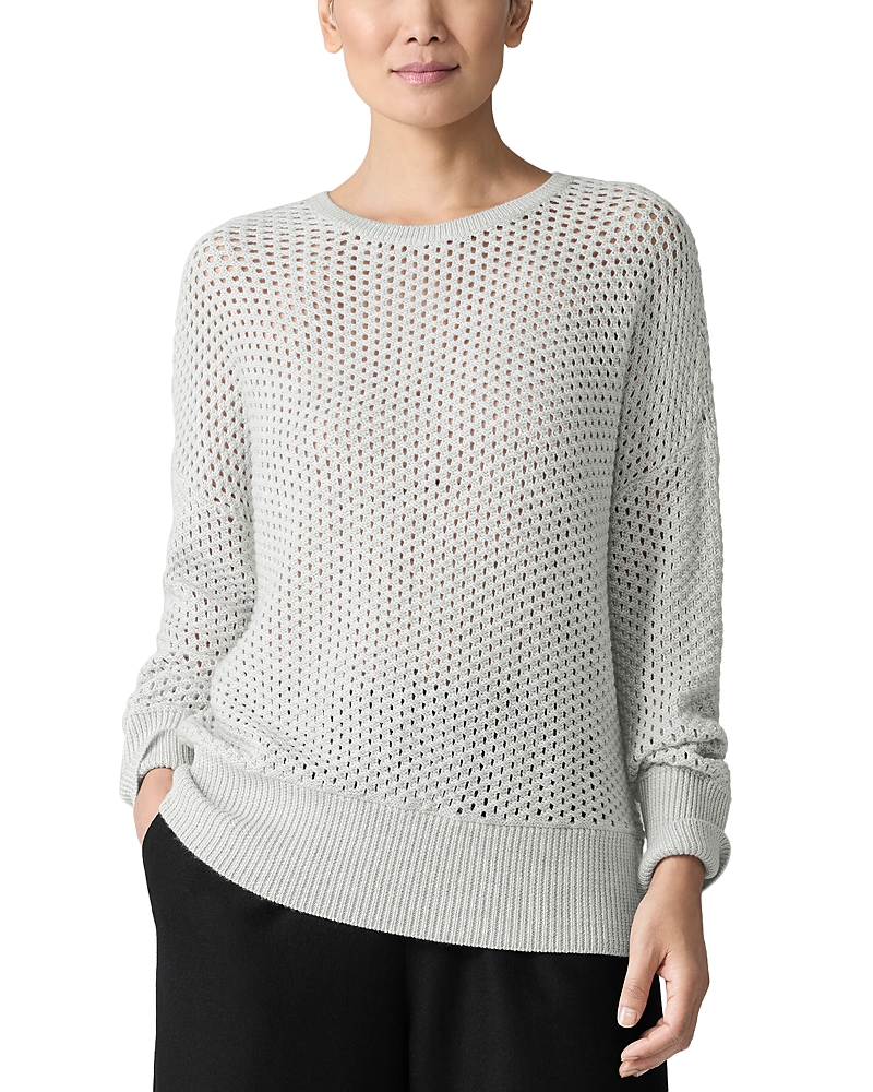 Eileen Fisher Merino Crew Neck Top In Regenerative Wool In Gray