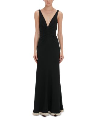 Victoria Beckham - V Neck Gathered Waist Floor Length Gown