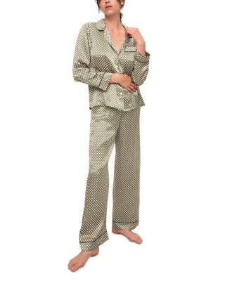 Eberjey Inez Printed Washable Silk Long Pajama Set