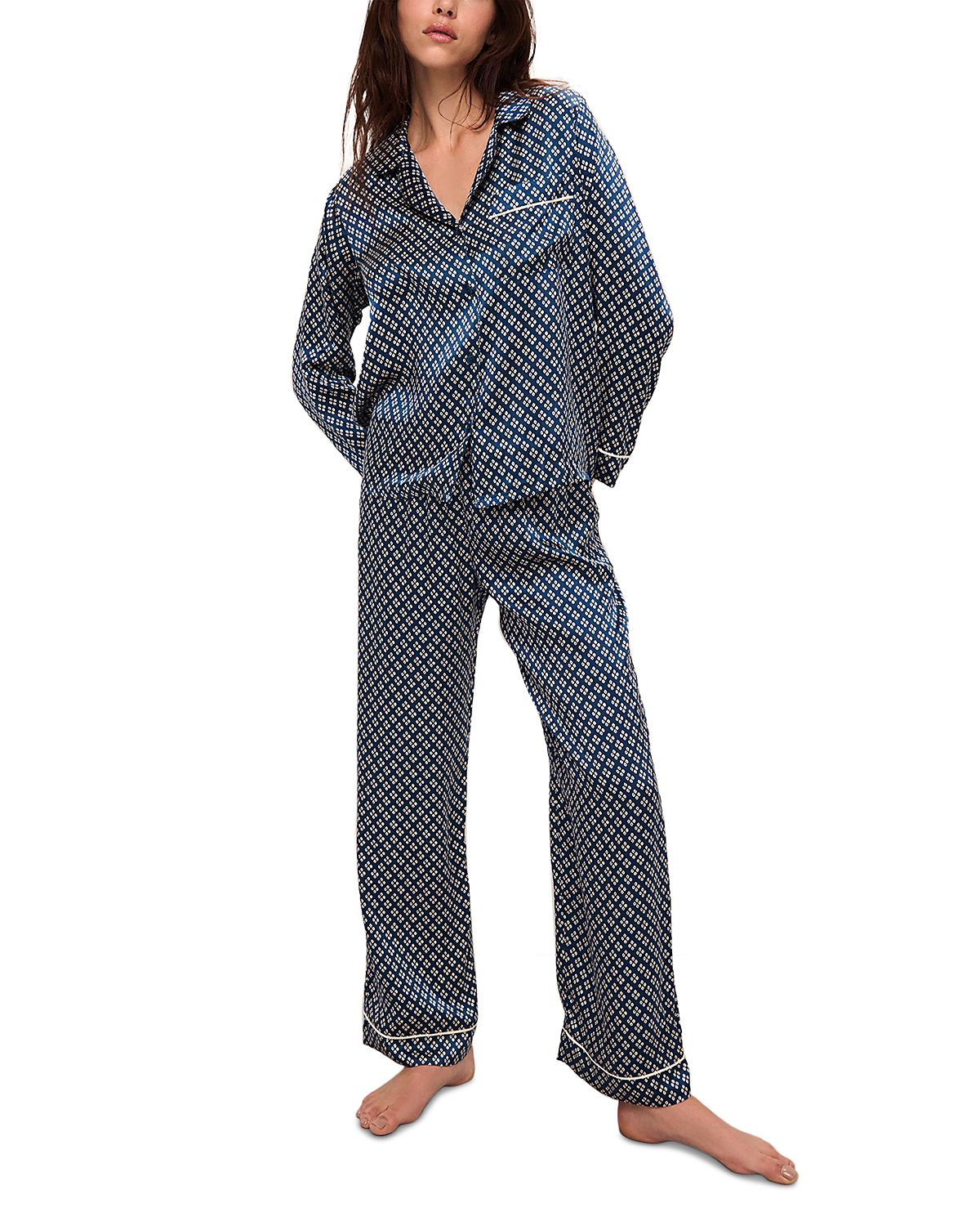 Eberjey Inez Printed Washable Silk Long Pajama Set