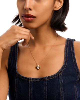 18K Yellow Gold Love in Verona Diamond Flower Pendant Necklace, 16-17" - Exclusive