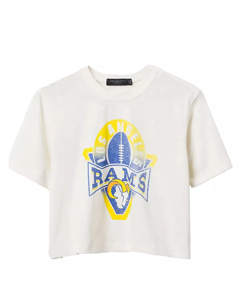 Junk Food Clothing Women's Nfl Los Angeles Rams Mock Neck Crop Tee