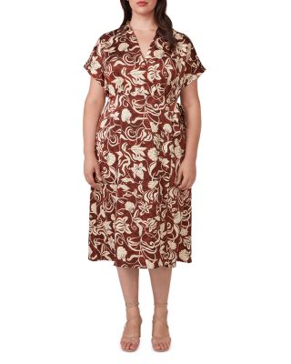 Estelle Plus - Solana Printed Faux Wrap Midi Dress