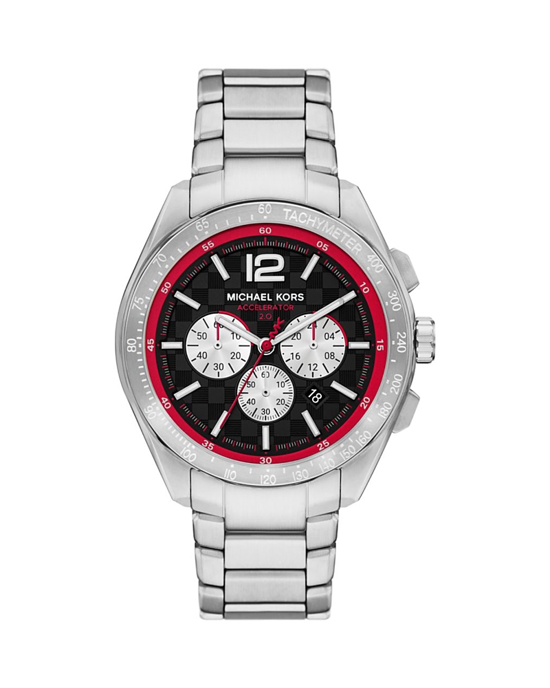 Michael Kors Oversized Accelerator 2.0 Silver-tone Watch In Black/silver