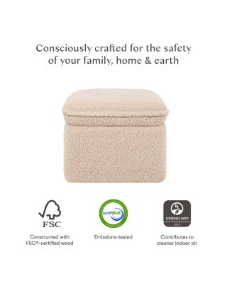 Cali Storage Ottoman in Faux Shearling