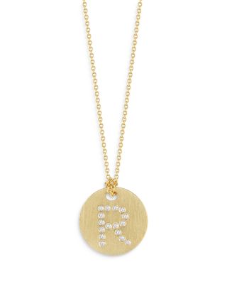 Roberto Coin 18K Yellow Gold Tiny Treasures Diamond Initial R Disc Pendant Necklace, 16-18