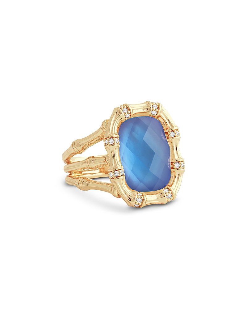Anabel Aram Bamboo Stone Statement Ring In 18k Gold Plated In Blue