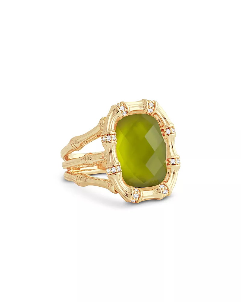 Anabel Aram Bamboo Stone Statement Ring in 18K Gold Plated