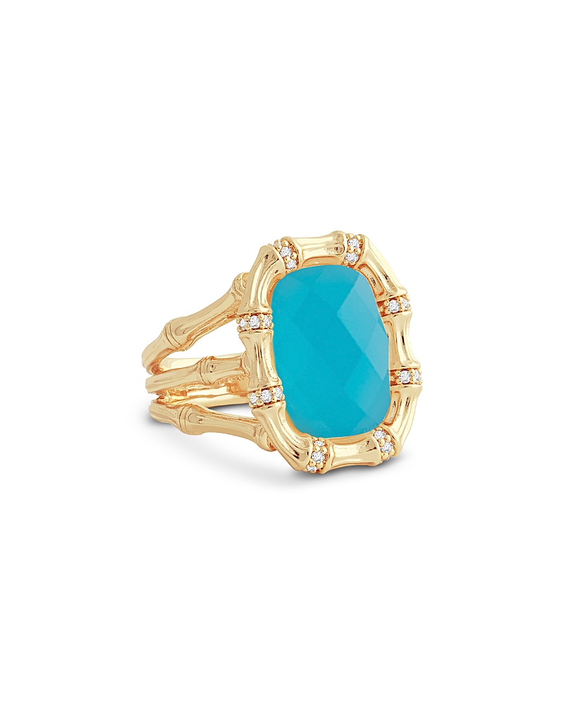Anabel Aram Bamboo Stone Statement Ring In 18k Gold Plated In Turquoise
