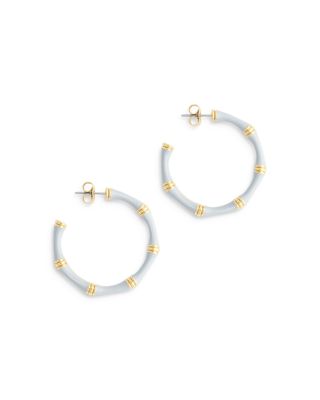 Enamel Bamboo Shaped Hoop Earrings