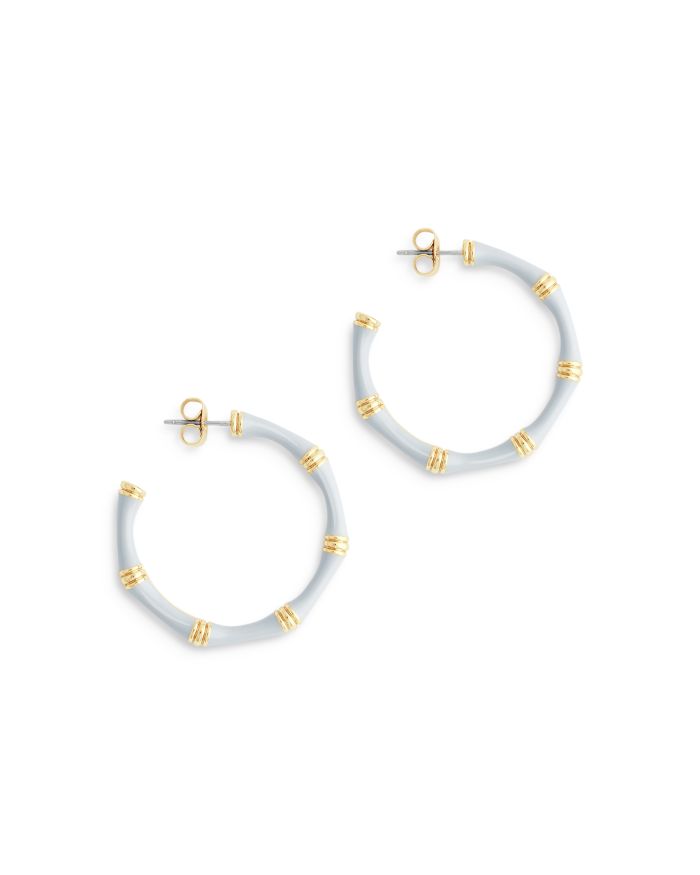 Enamel Bamboo Shaped Hoop Earrings