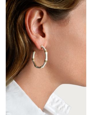 Enamel Bamboo Shaped Hoop Earrings