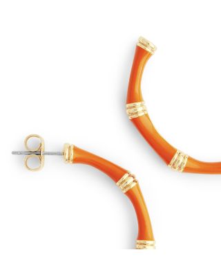 Enamel Bamboo Shaped Hoop Earrings