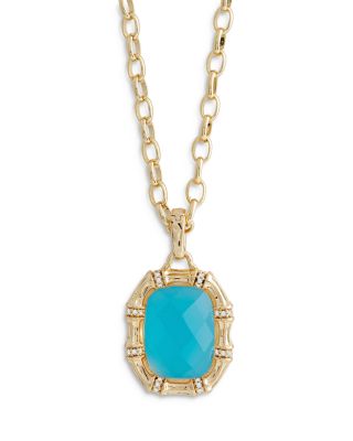 Bamboo Turquoise Colored Stone Necklace, 18"- 20"