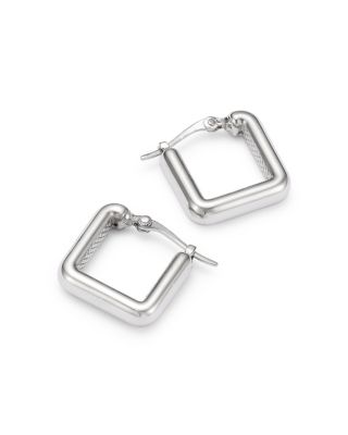 Polished Square Hoop Earrings in Sterling Silver