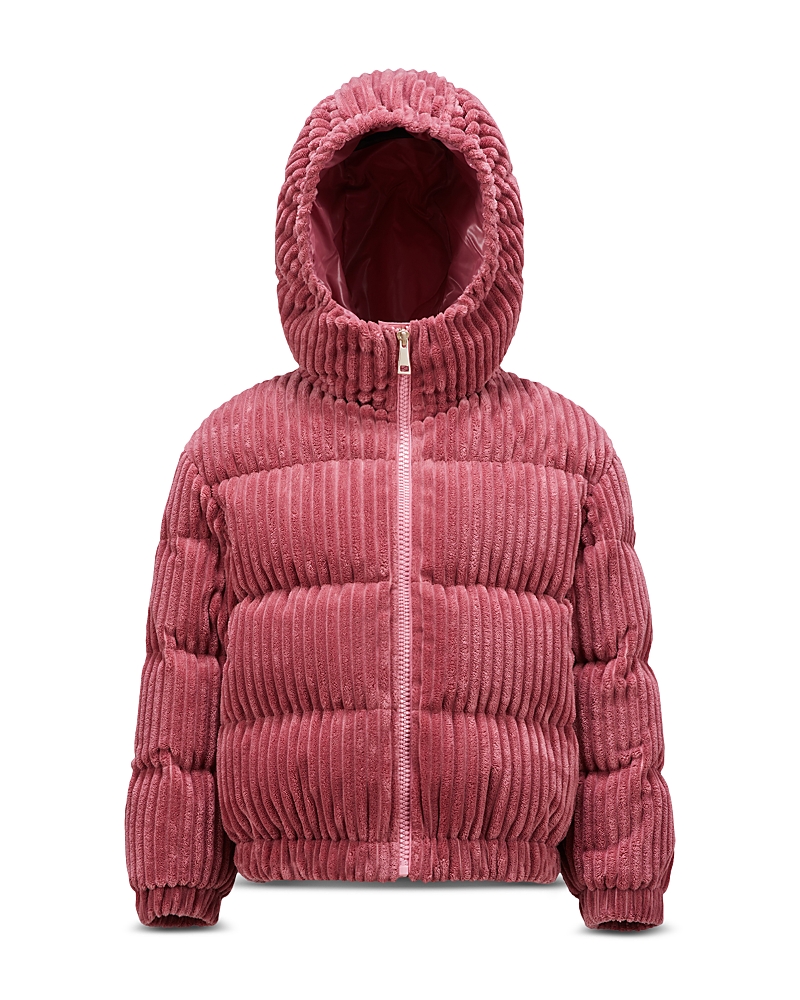Moncler Girl's Arline Corduroy Velour Jacket In Medium Red