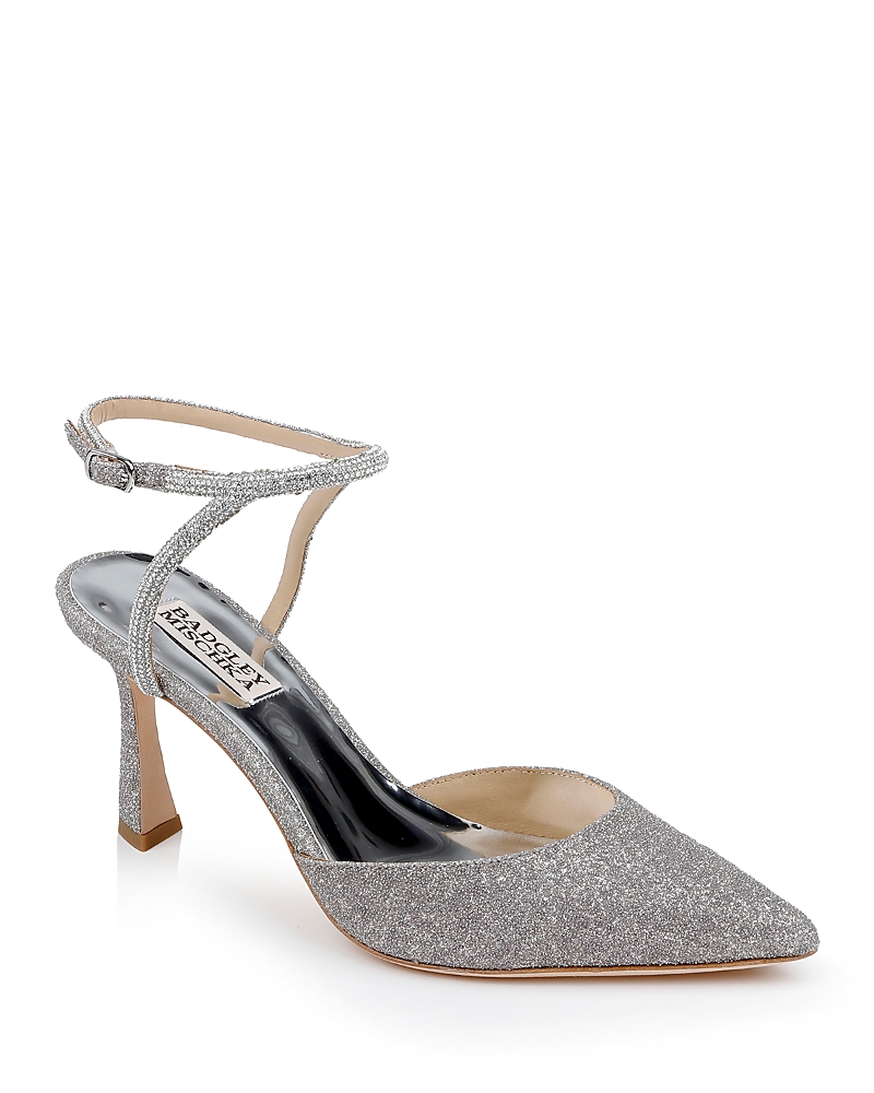 Badgley Mischka Collection Kamilah Ankle Strap Pump In Silver Antique