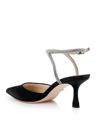 Women's Autumn Pointed Toe Pav&eacute; Embellished Mid Heel Pumps