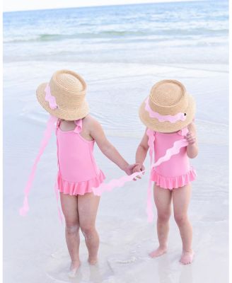 Girls' Straw Harbor Hat with Scalloped Ribbon - Little Kid, Big Kid