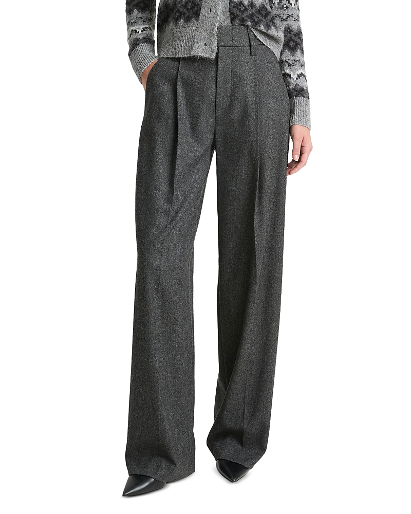 Shop Vince Pleated Wide Leg Pants In Charcoal
