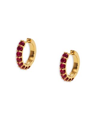 Nadri - Red Cubic Zirconia Huggie Hoop Earrings