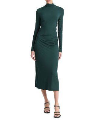 Vince - Mock Neck Ruched Midi Dress