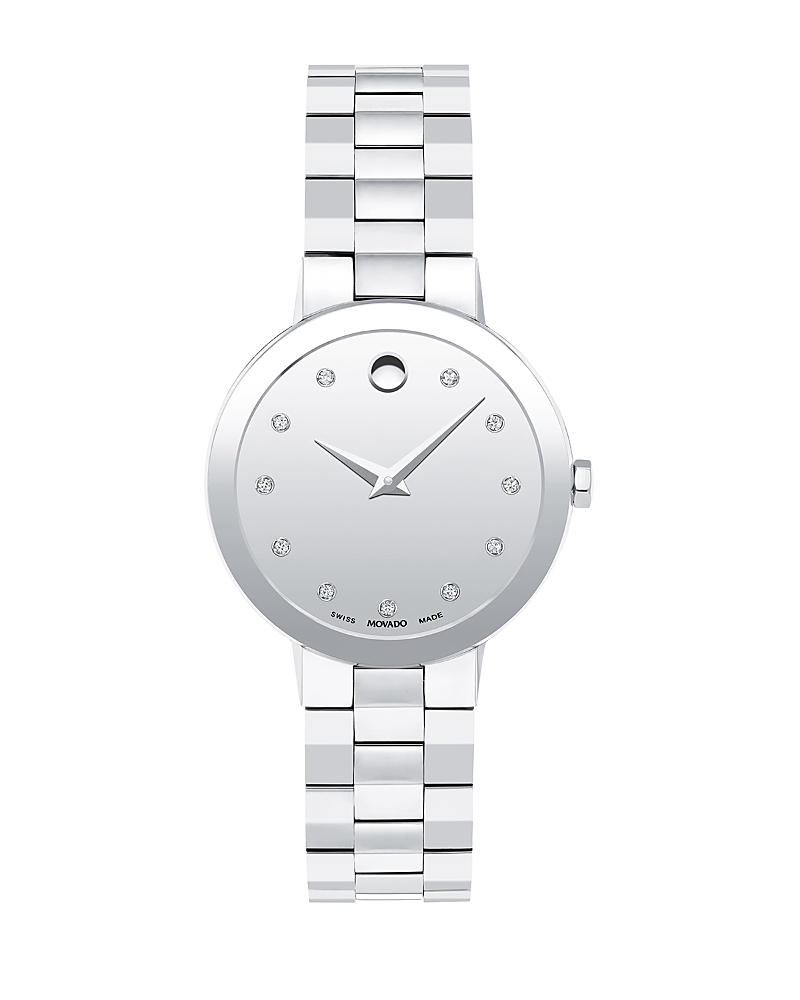 Movado Sapphire Watch, 28mm In Silver