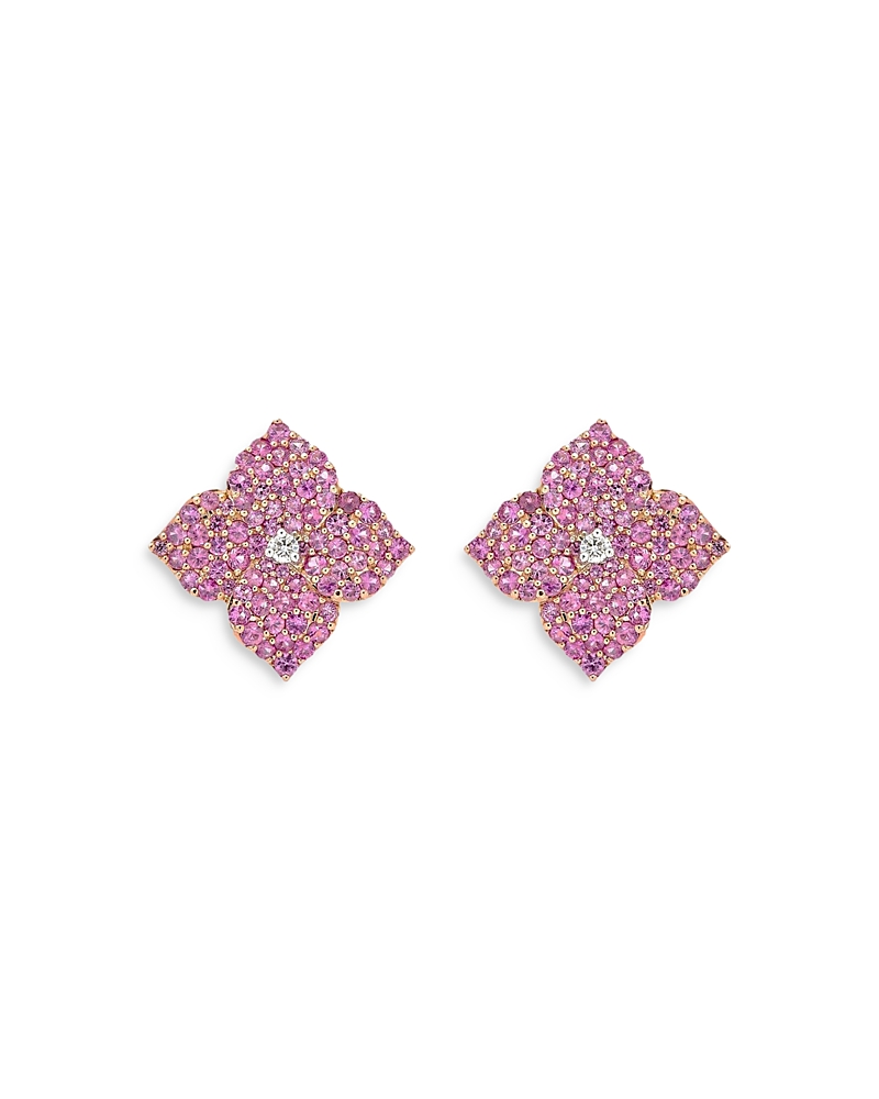 Piranesi 18K Rose Gold Large Fiore Earrings with Pink Sapphires and Diamonds