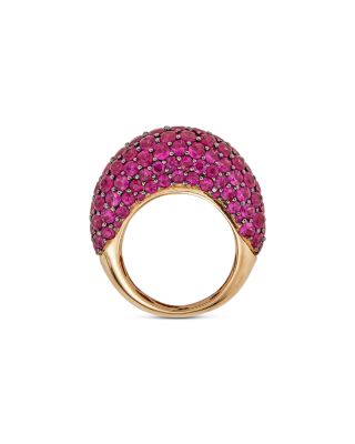18K Rose Gold Dome Pink Sapphire Pav&eacute; Large Statement Ring