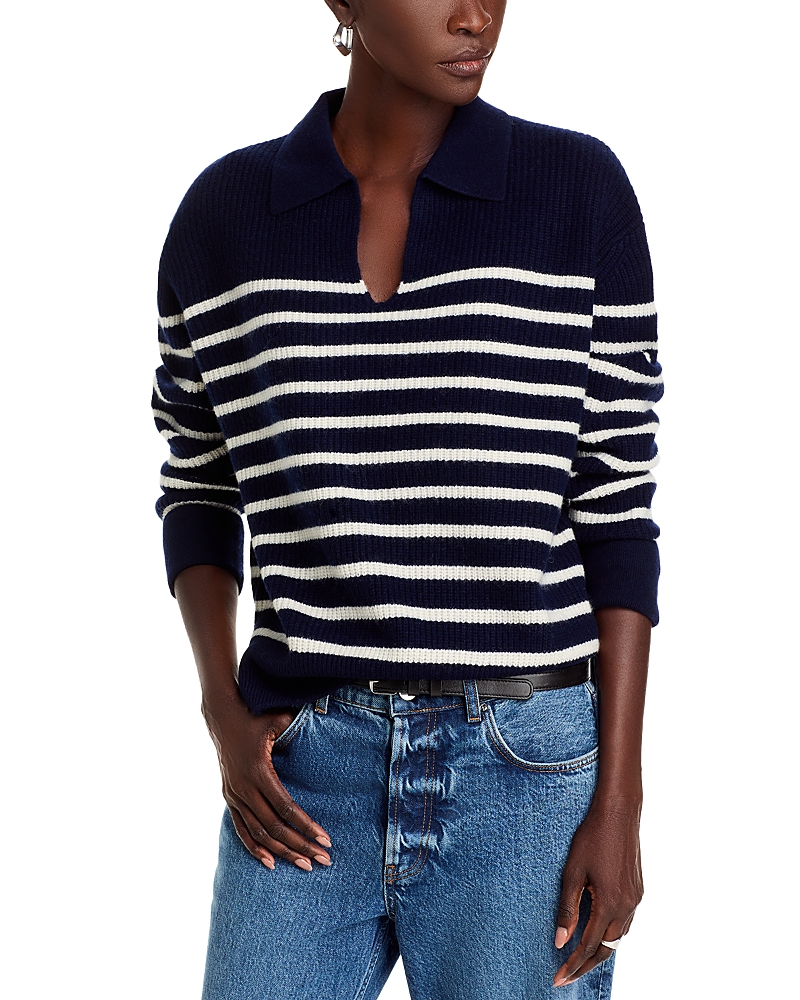Vanessa Bruno Valdi Merino Wool Stripe Sweater In Marine/ecru