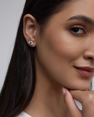 Certified Lab Grown Diamond Stud Earrings in 18K White Gold, 3.0 tcw