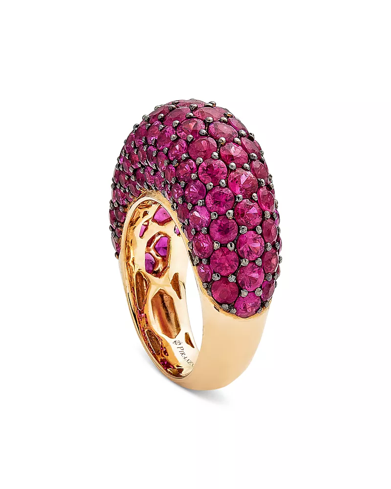 Piranesi 18K Rose Gold Dome Pink Sapphire Pave Large Statement Ring