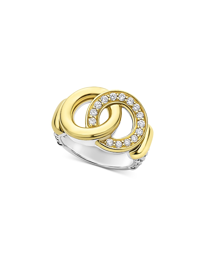 Lagos Two Tone Interlocking Diamond Statement Ring, 0.34 Ct. T. W. In Gold/silver