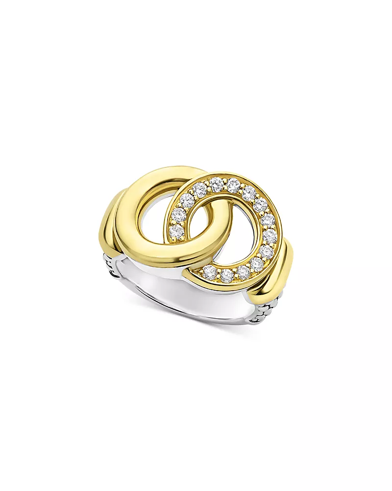 Lagos Two Tone Interlocking Diamond Statement Ring, 0.34 tcw