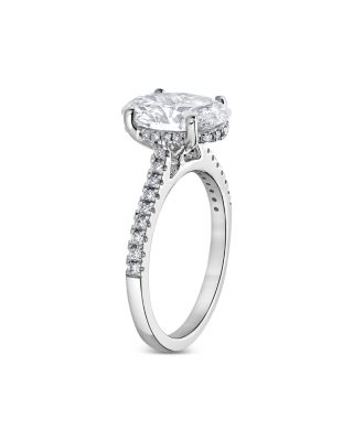 Certified Lab Grown Diamond Oval & Round Bridal Set in 18K White Gold, 3.50 tcw