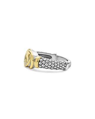 Two Tone Interlocking Diamond Ring, 0.11 tcw