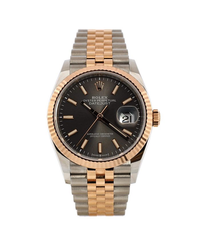 Pre Owned Rolex Oyster Perpetual Datejust Slate Automatic Watch in Stainless Steel and Rose Gold 36mm Bloomingdale s