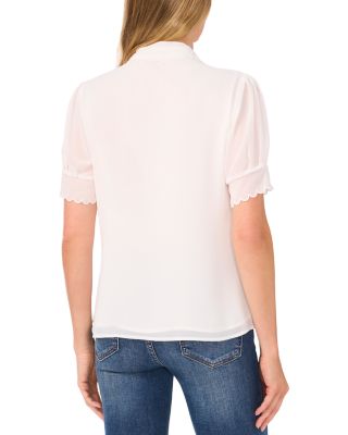 Scalloped Button Front Blouse