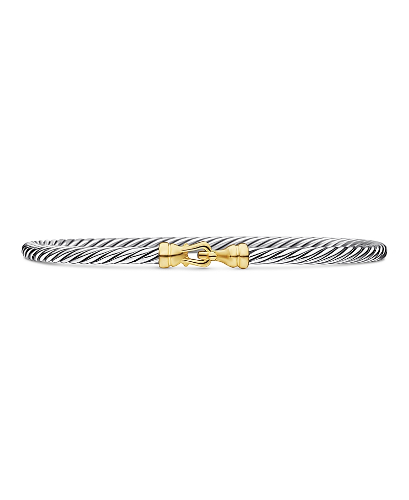 David Yurman Cable Collectibles Buckle Bangle Bracelet with 18K Gold, 3mm