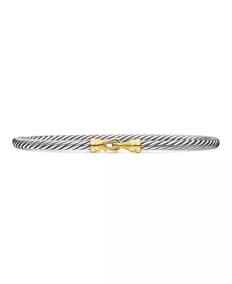 David Yurman Cable Collectibles Buckle Bangle Bracelet with 18K Gold, 3mm