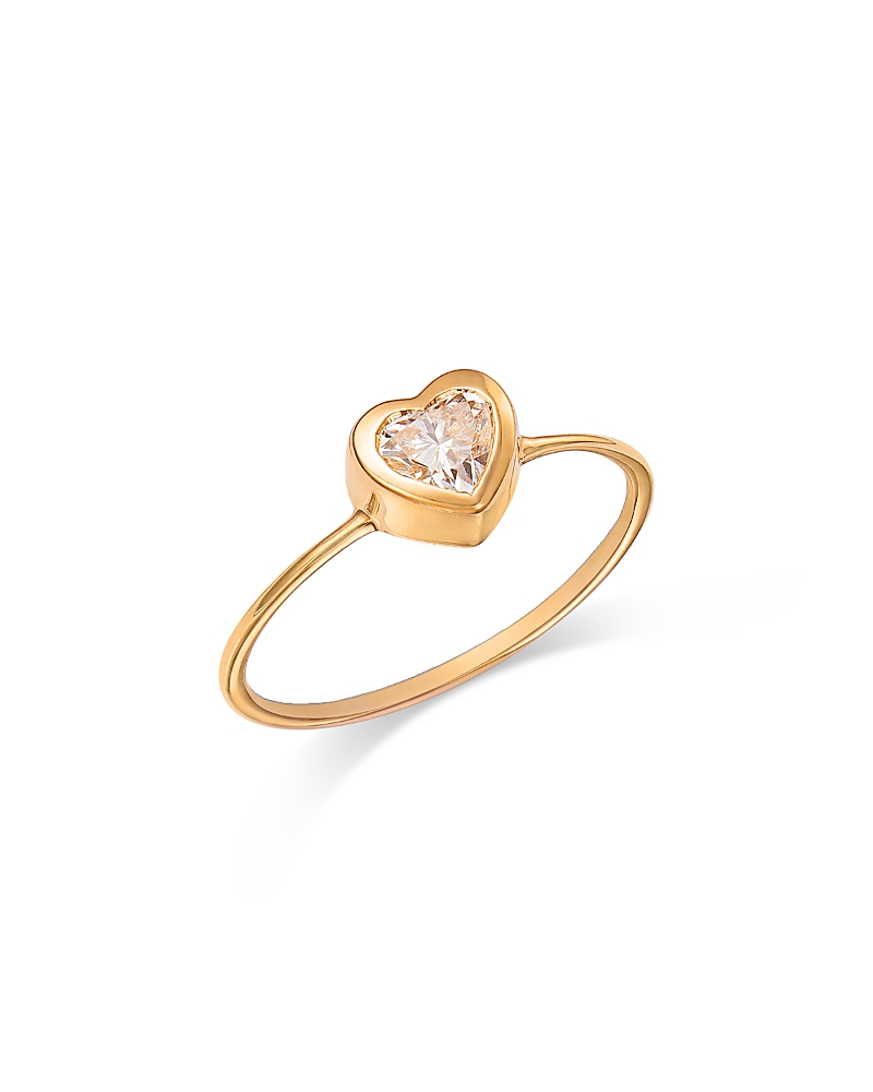 Moon & Meadow 14k Yellow Gold Lab Grown Diamond Heart Bezel Solitaire Ring In Gold