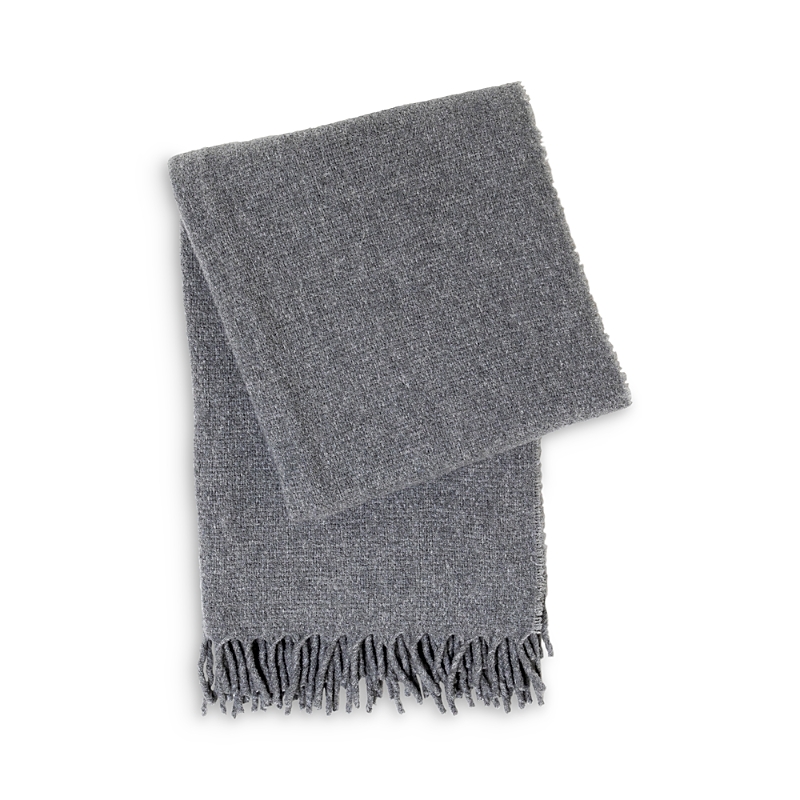 Frette Boucle Silk, Wool, Cashmere Fringed Throw Blanket, 51 X 74 - Exclusive In Light Grey