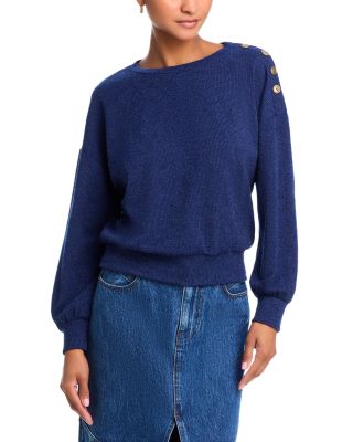 AQUA - Button Shoulder Sweatshirt