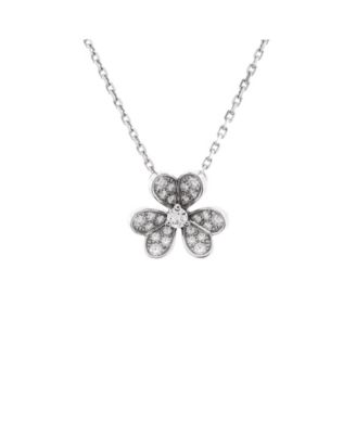 Pre-Owned Van Cleef & Arpels Mini Frivole Pendant Necklace 18K White Gold with Pave Diamonds