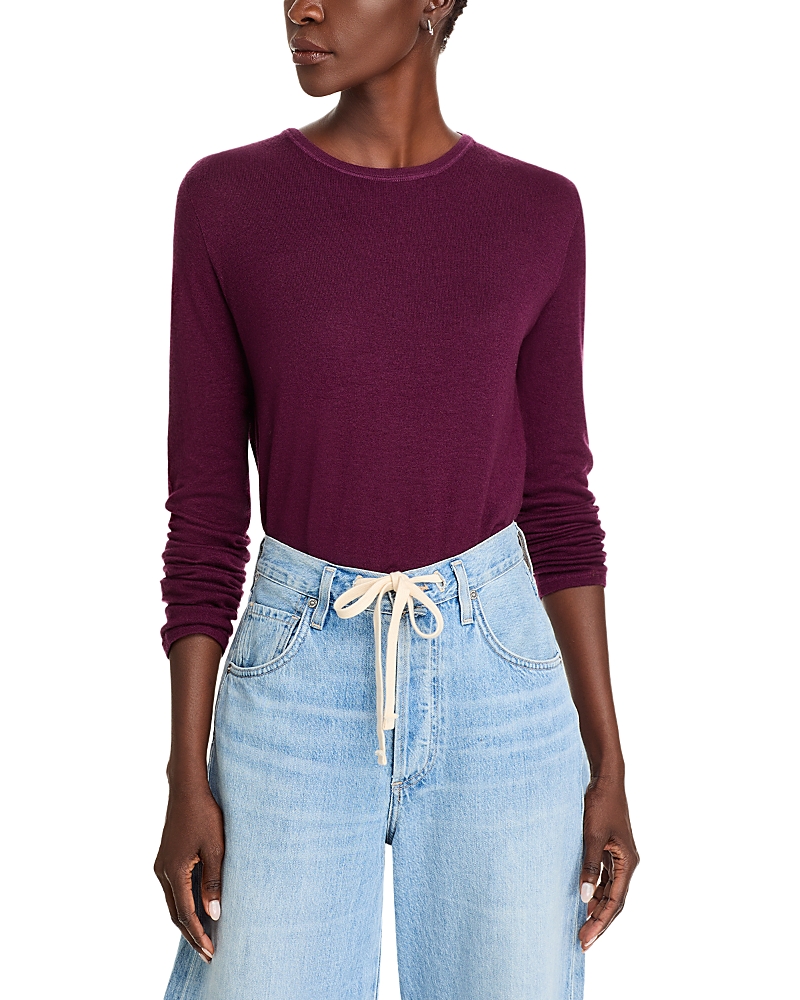 Shop Majestic Cashmere Crewneck Top In Prune