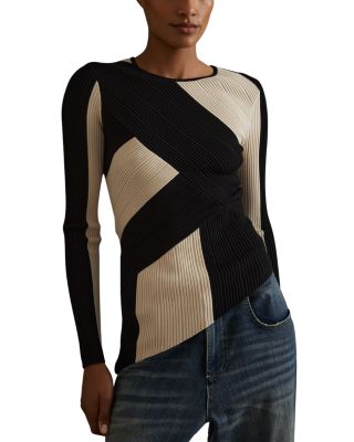 Reiss Judy Color Blocked Asymmetric Top