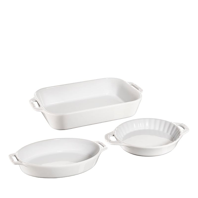 Staub 3-piece Ceramic Mixed Baking Dish Set In White